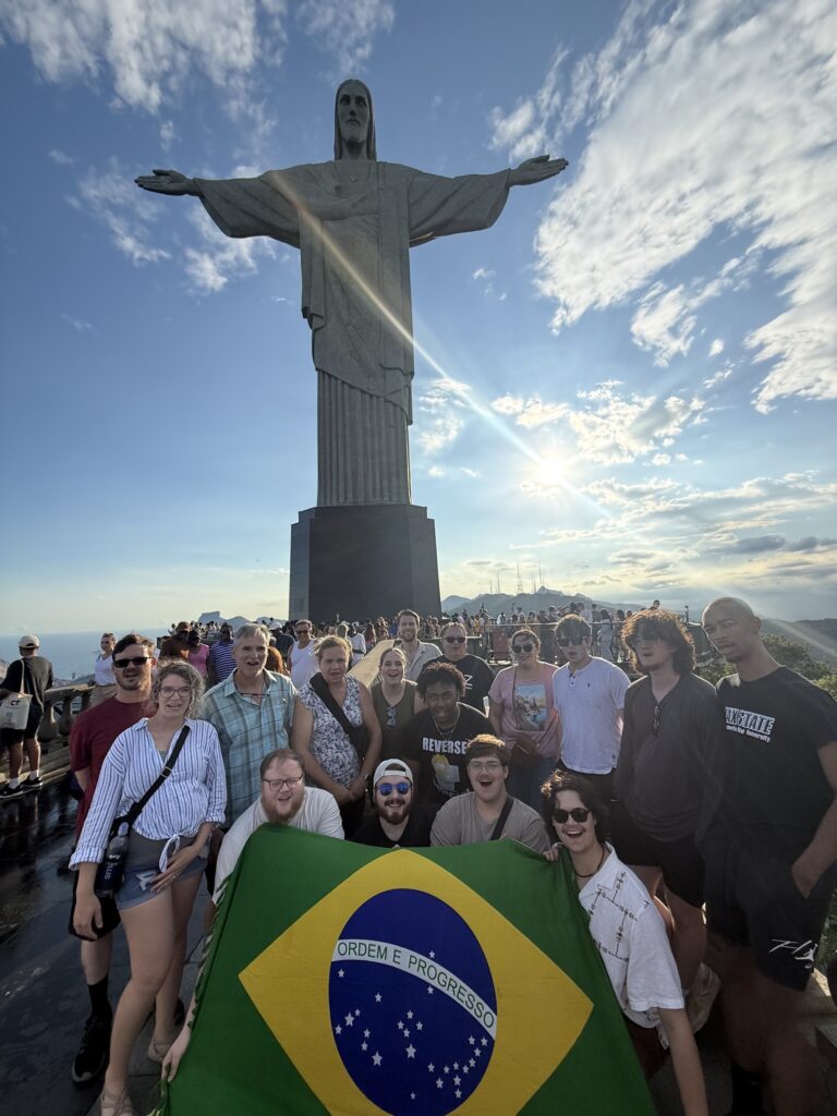 Brazil Music Tours travelers at Christ the Redeemer in Rio de Janeiro